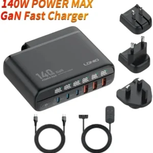 LDNIO A6140C 140W Gan 6 Port USB +Type C PD Desktop Fast Charger With LED Display